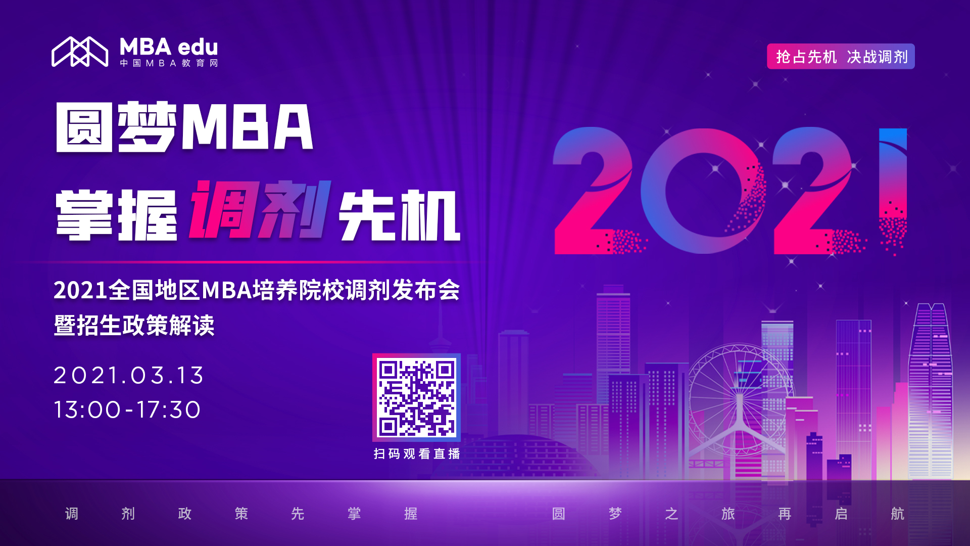 第二場|【3月13日】2021全國地區MBA培養院校調發布會暨招生政策解讀線上開播