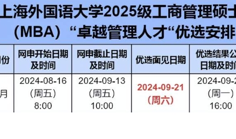 2025年入學上外MBA九月“卓越管理人才優選”計劃報名啦！